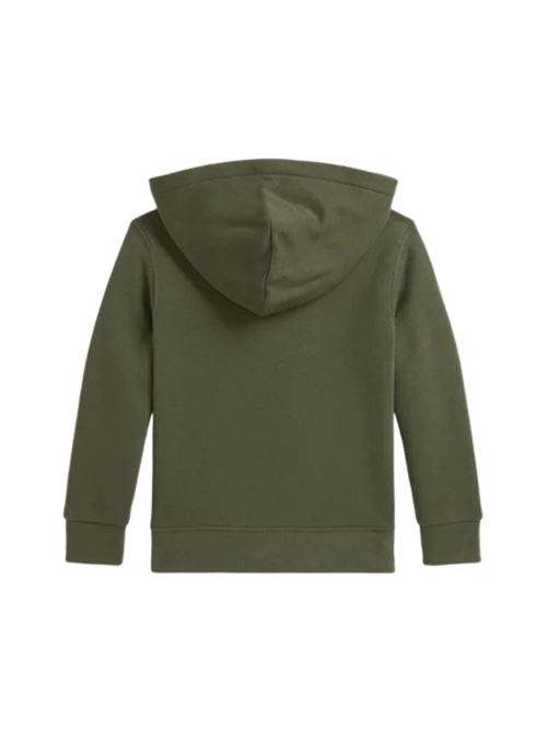 Felpa da bambino in misto cotone con zip, cappuccio, colore verde oliva menta, POLO RALPH LAUREN | 322799360053